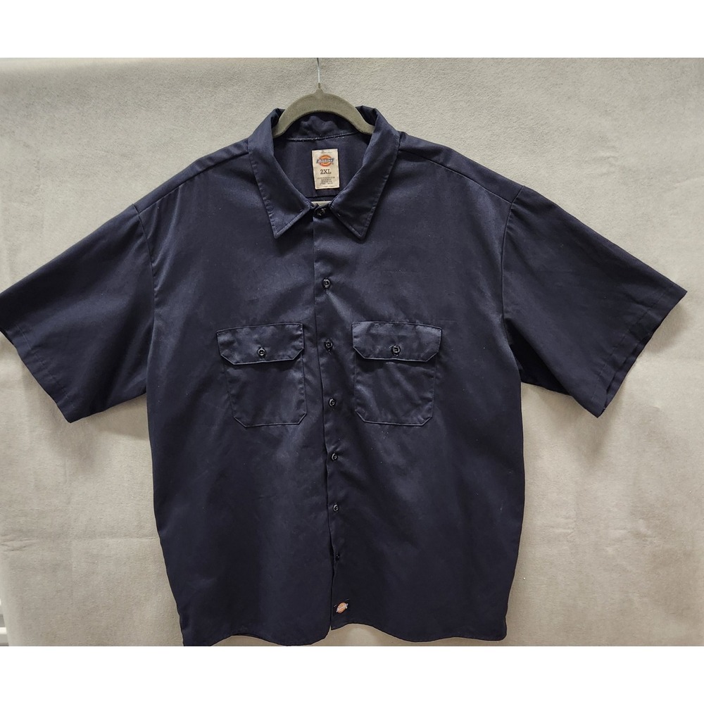 Dickies Shirt Dark Blue Work Men Medium Short Sleeve Workwear  2XL